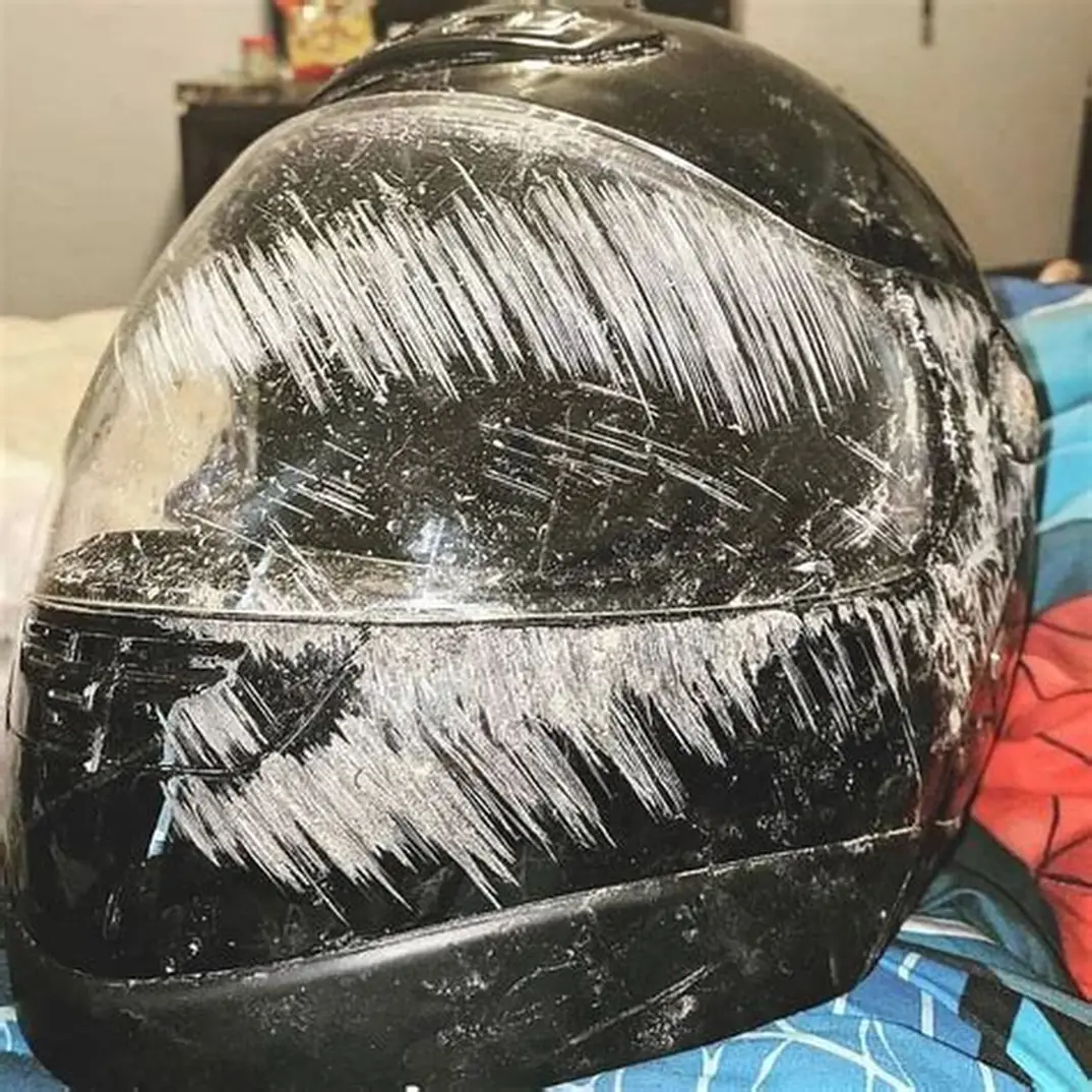 Motorcycle crash helmet detail