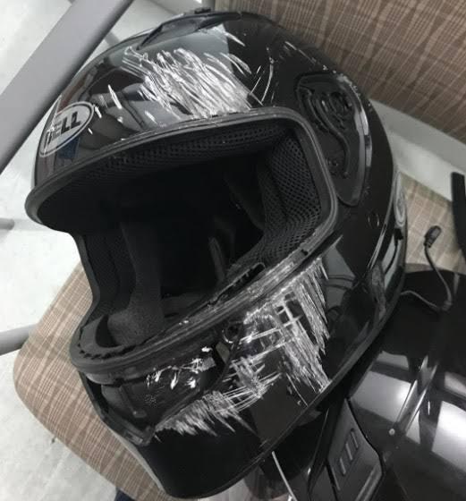 Helmet on road